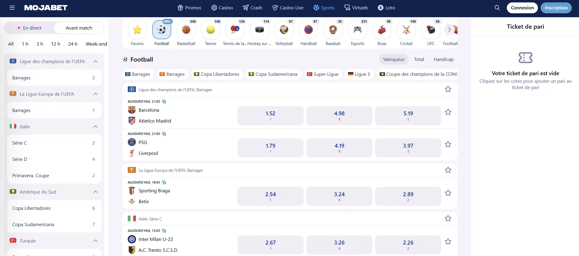 Paris sportifs et football Mojabet